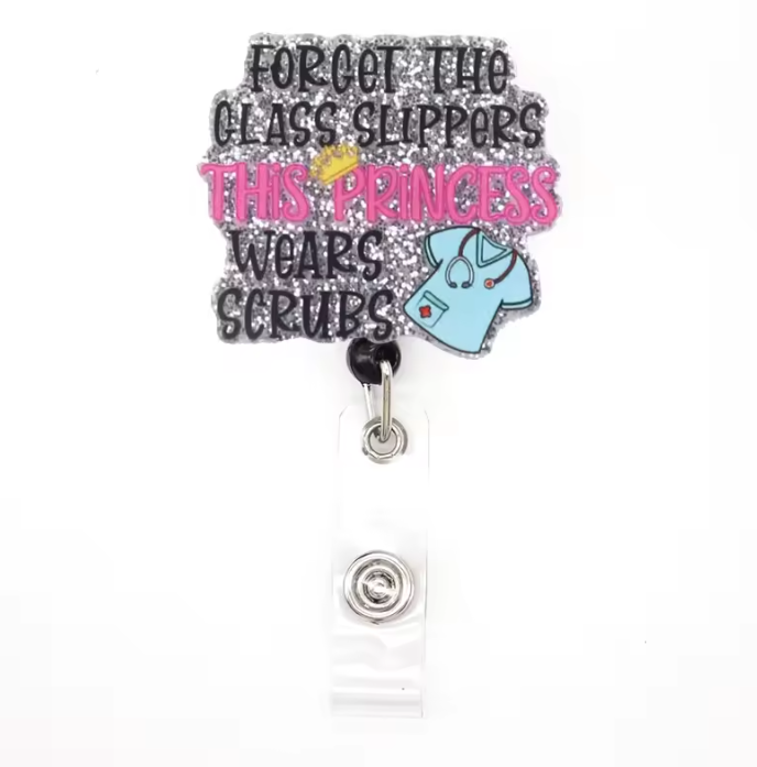 Acrylic glitter badge reel (alligator clip）