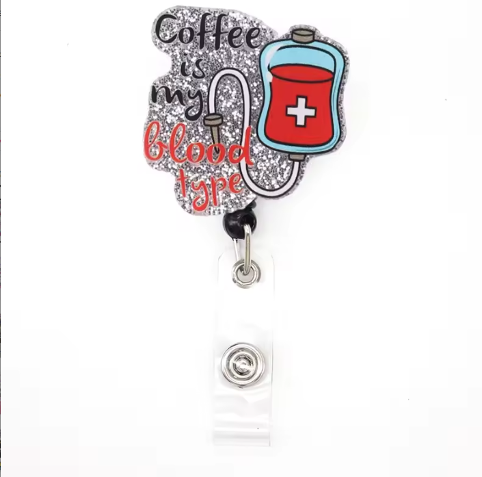 Acrylic glitter badge reel (alligator clip）