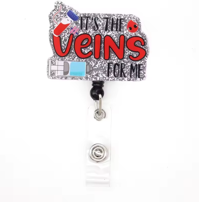 Acrylic glitter badge reel (alligator clip）