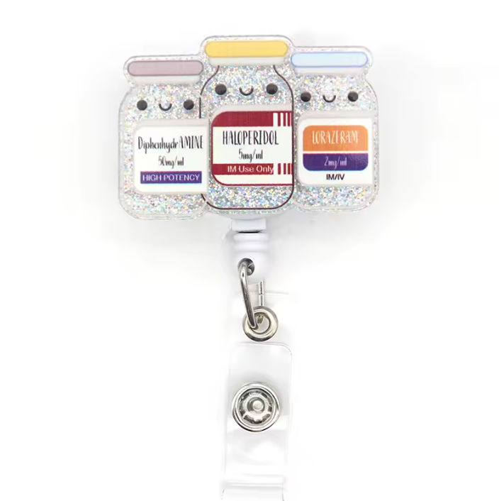 Acrylic glitter badge reel (alligator clip）
