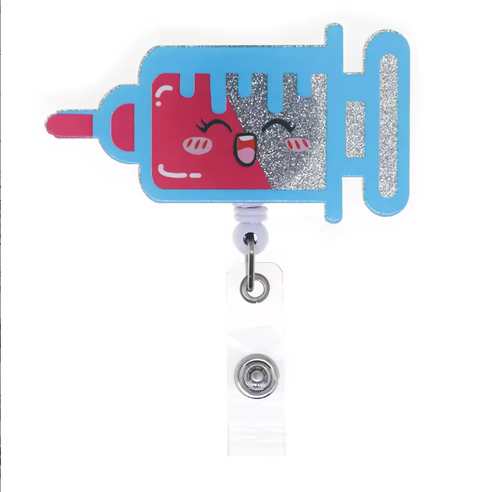 Acrylic glitter badge reel (alligator clip）