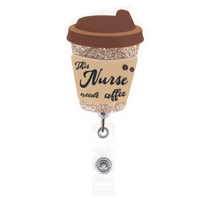 Acrylic glitter badge reel (alligator clip）