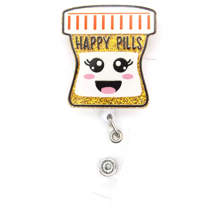 Acrylic glitter badge reel (alligator clip）