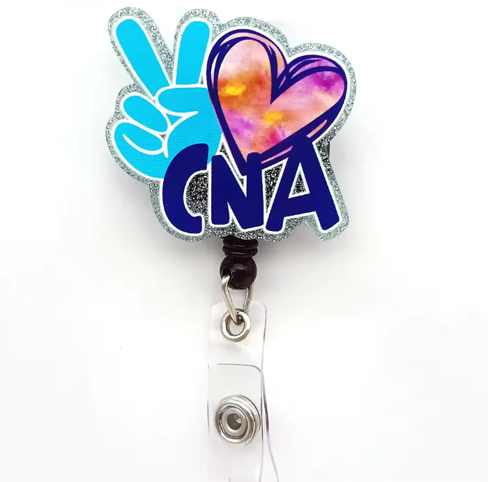 Acrylic glitter badge reel (alligator clip）
