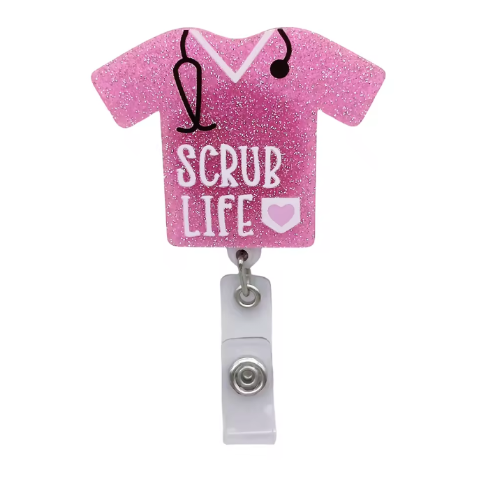 Acrylic glitter badge reel (alligator clip）