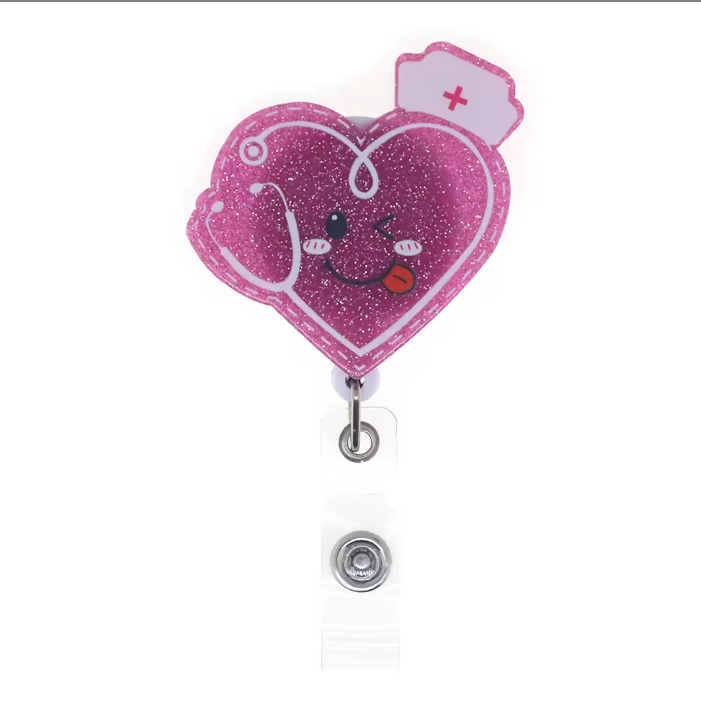 Acrylic glitter badge reel (alligator clip）