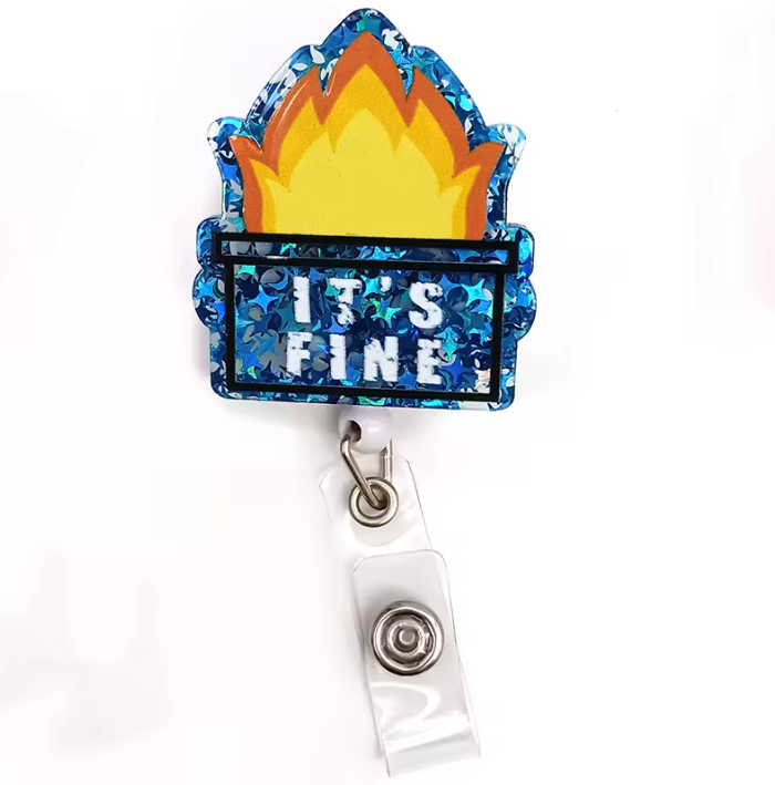 Acrylic glitter badge reel (alligator clip）