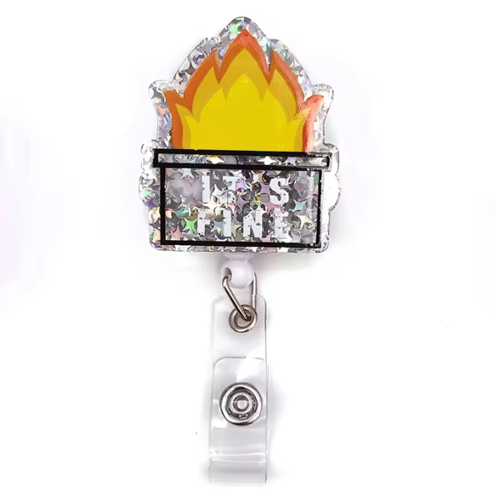 Acrylic glitter badge reel (alligator clip）