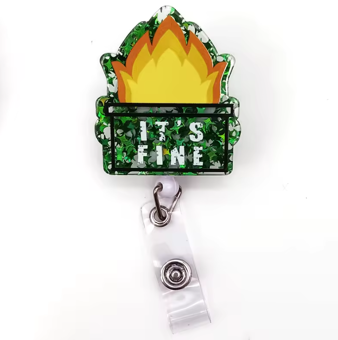 Acrylic glitter badge reel (alligator clip）