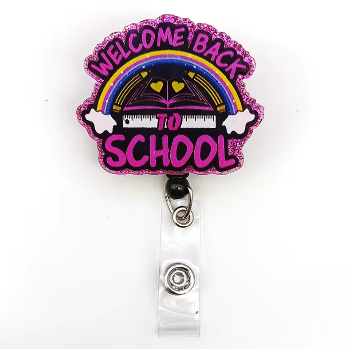 Acrylic glitter badge reel (alligator clip）