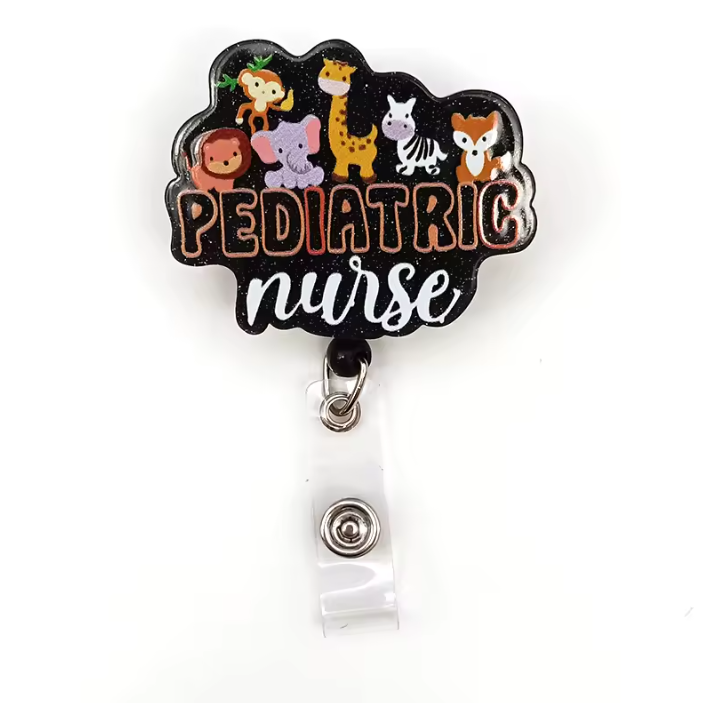 Acrylic glitter badge reel (alligator clip）