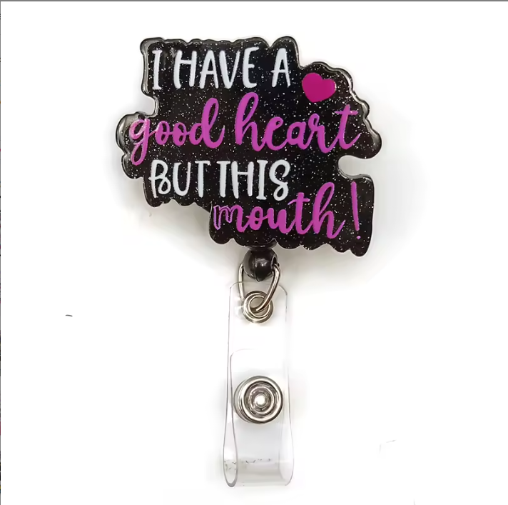 Acrylic glitter badge reel (alligator clip）