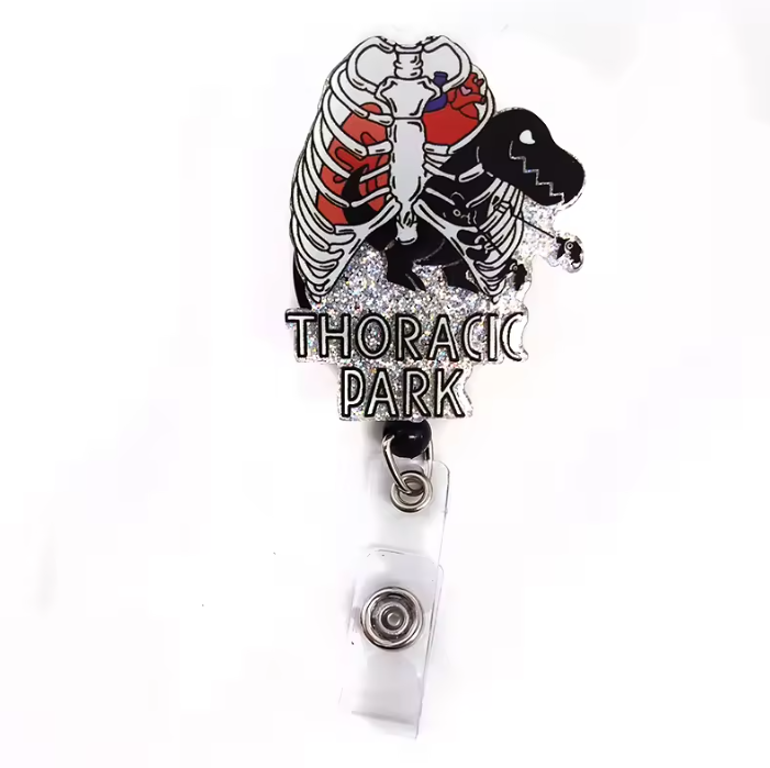 Acrylic glitter badge reel (alligator clip）