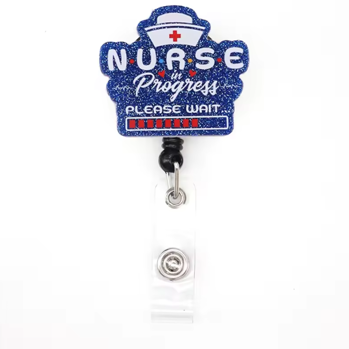 Acrylic glitter badge reel (alligator clip）