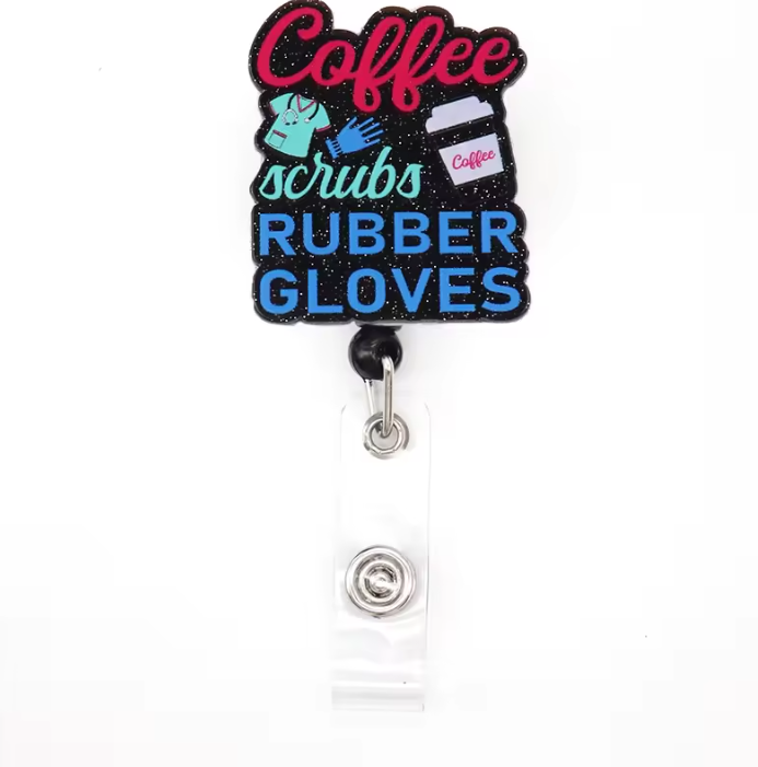 Acrylic glitter badge reel (alligator clip）