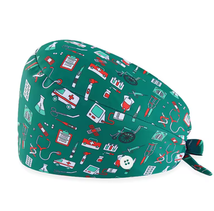 Medical Scrub Bonnet - Skull Style Cotton Cap for Nurses