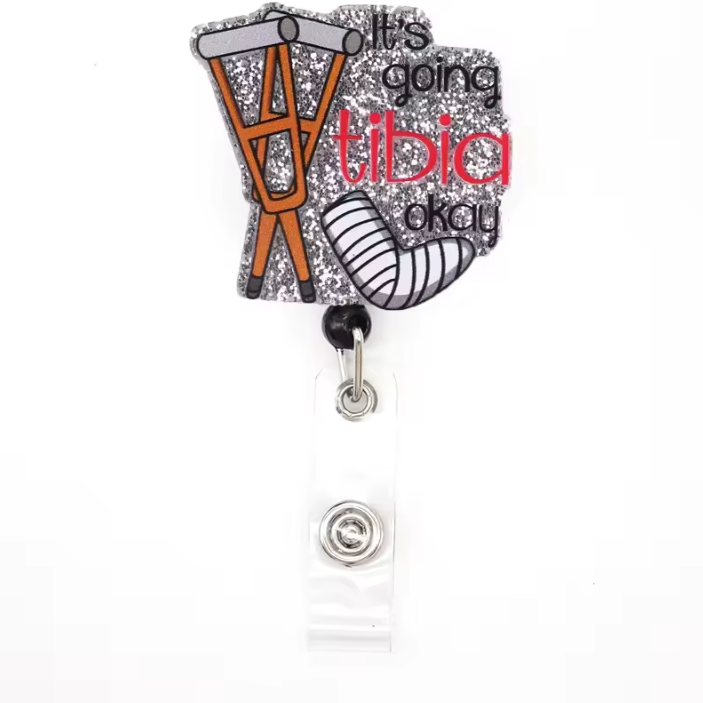 Acrylic glitter badge reel (alligator clip）