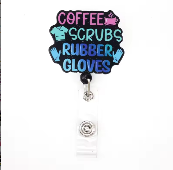 Acrylic glitter badge reel (alligator clip）